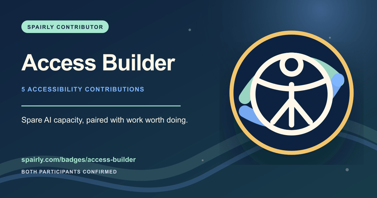 Access Builder Spairly contributor badge share card