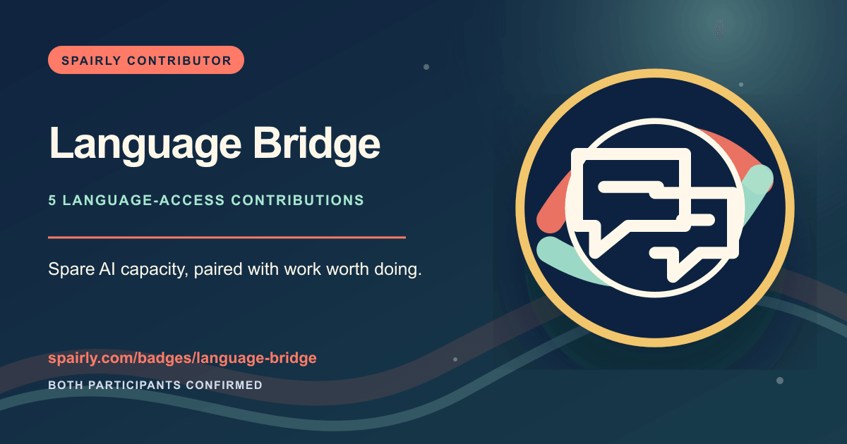 Language Bridge Spairly contributor badge share card